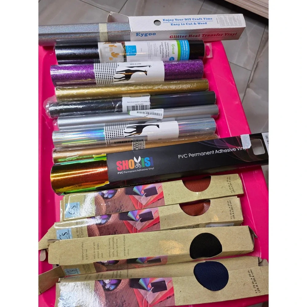 Cricut Girafvinyl‎ Craft Bundle Vinyl Rolls HTV Permanent Adhesive Faux Leather